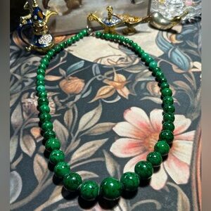 ✨ Vintage Malachite Beaded Necklace | Genuine Green Stone | Statement Jewelry ✨
